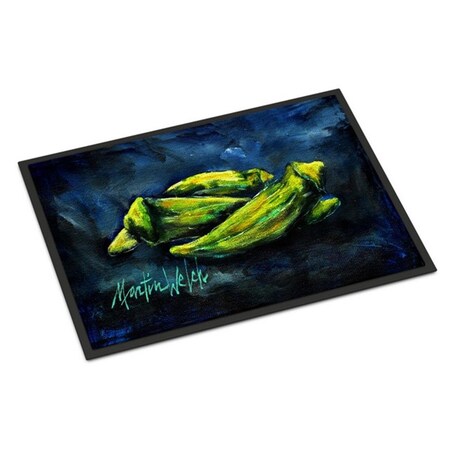 Carolines Treasures Okra Bleu Indoor or Outdoor Mat, 24 x 36 in. MW1229JMAT
